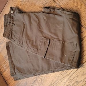 Army green straight wide leg cargo pants